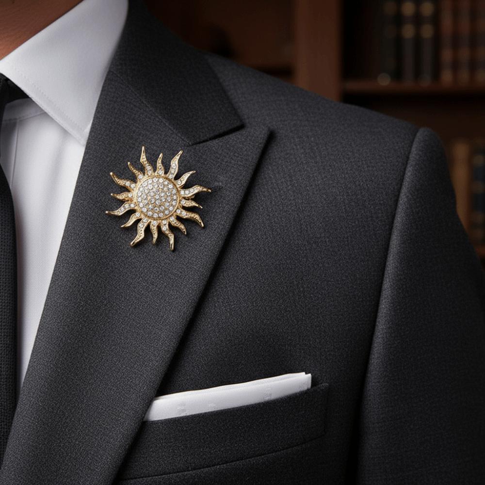 Sunflower Suit Lapel Pin Metal Men Brooch Vintage Fashion Suit Collar Pin  Collar Decoration