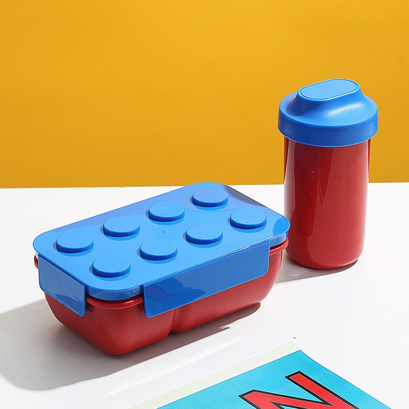 Creative Sealed Lunch Box Color Building Blocks Bento Box For Children's Student Portable Outdoor Picnic Fruit Salad Box