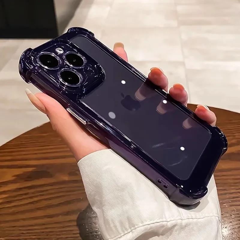 Luxury Shockproof Transparent Case For iPhone 15 16 14 13 12 11 Pro Max X Xs XR Max 8 Plus Silicone Bumper Armor Hard Back Cover