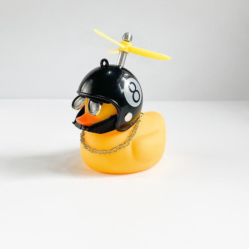 Car Broken Wind Small Yellow Duck With Helmet Airscrew Bicycle Moto With Straps Auto Pasted Accessories Interior Cycling Decor