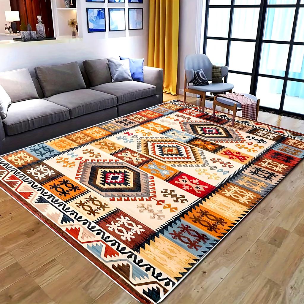 Tapis Persan Vintage Doux Antidérapant Motif Bohème Cachemire, pour Cuisine Salle à Manger Entrée, Tapis de Zone Décor Moderne