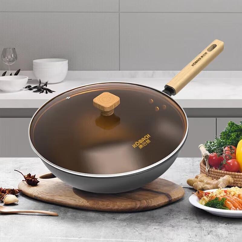 Kombach 32cm Titanium Alloy Wok with Glass Lid