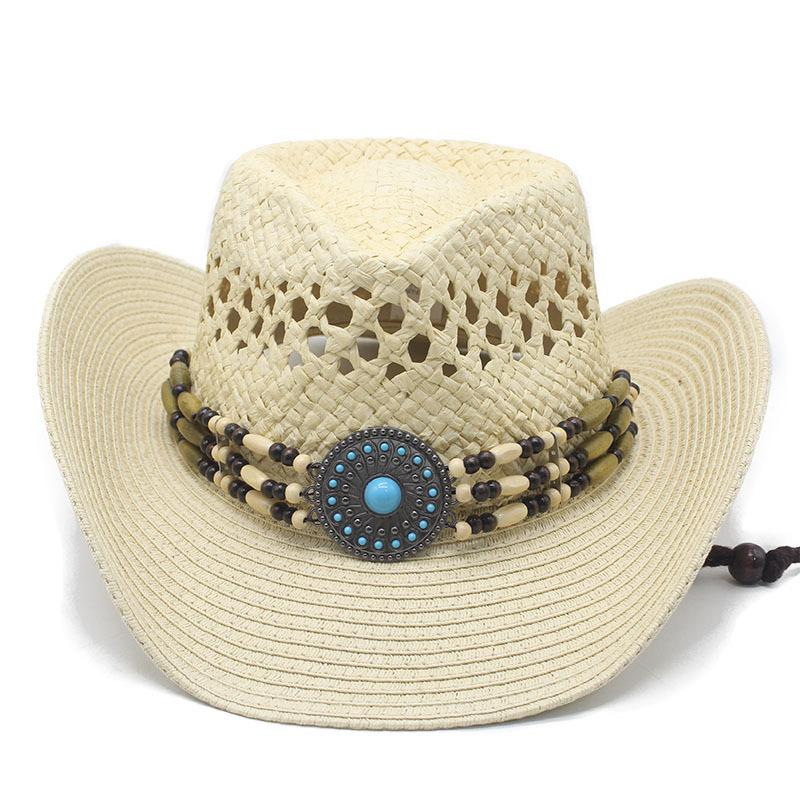 Ethnic Accessories Western Cowboy Straw Hat Handmade Hollow Straw Hat Men's Outdoor Knight Hat Women's