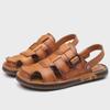 Genuine Leather Men's Summer Sandals - Closed Toe, Non-Slip Outdoor & Driving Shoes with Trendy Cowhide Sole