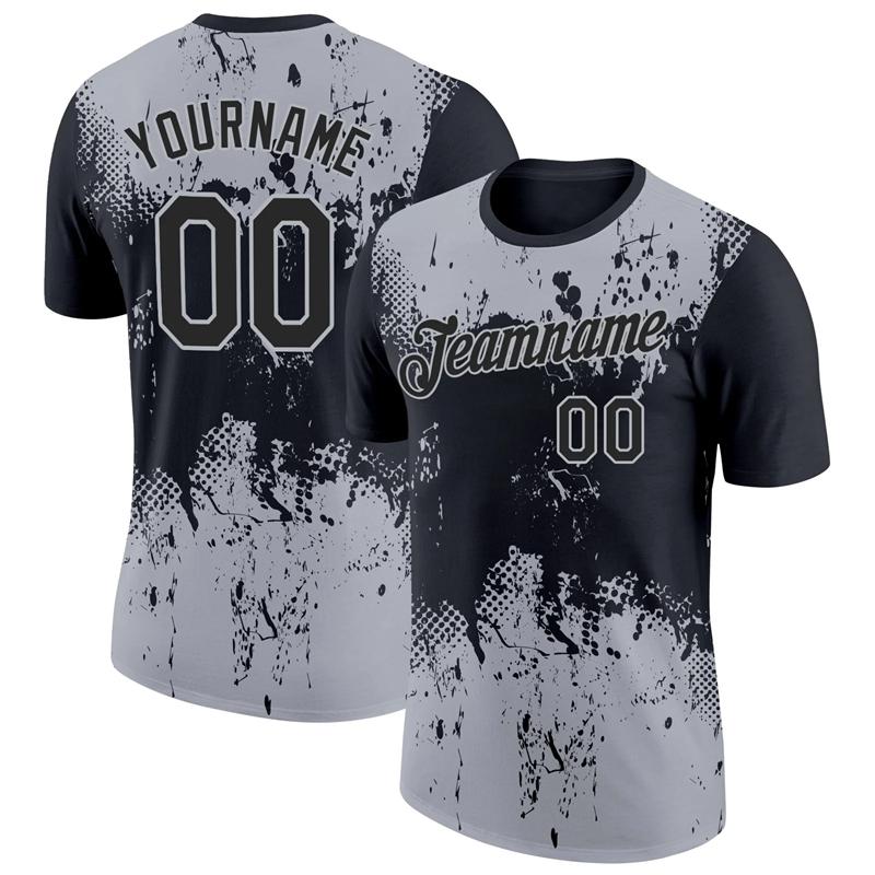 Custom Name Number 3D Colour Block Pattern T Shirt New Design Pop Men Football Short Sleeve
