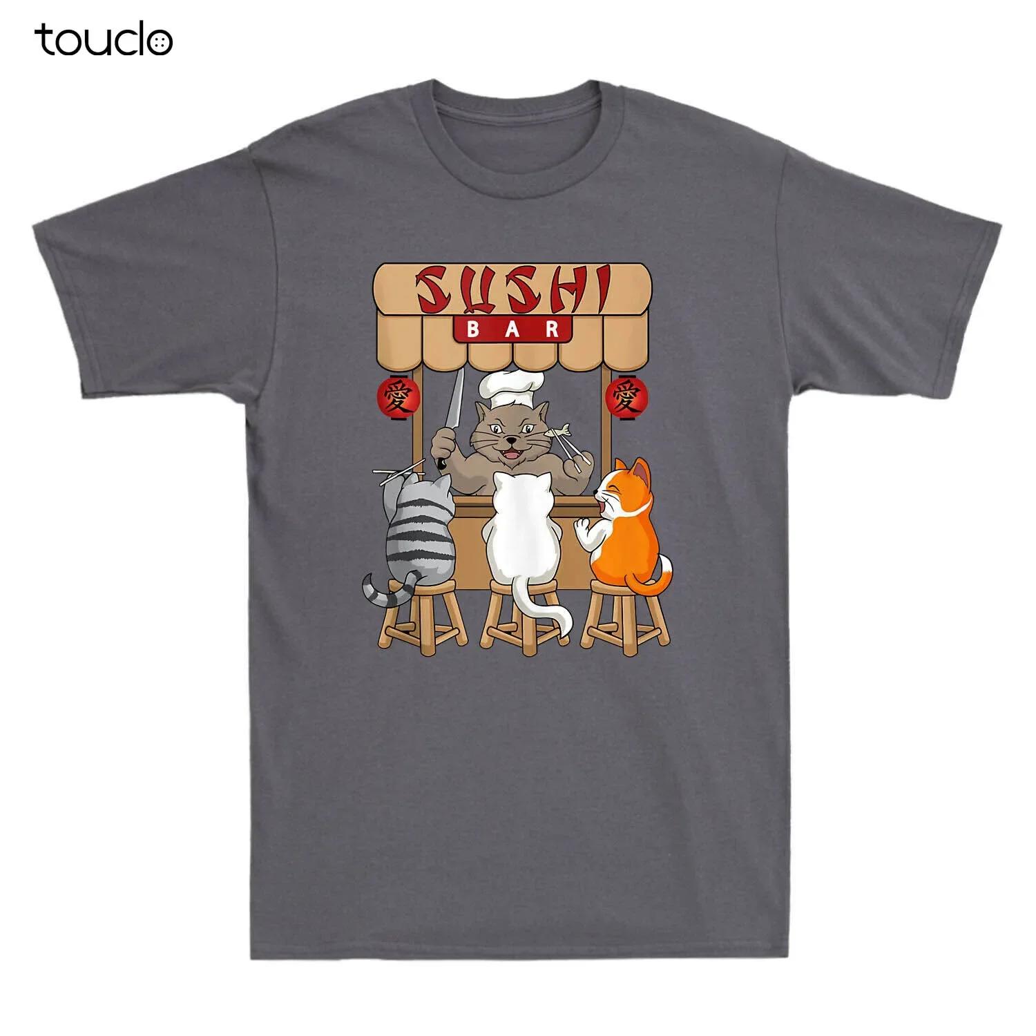 Sushi Bar Cat Chef Funny Feline Lover Unisexs Graphic TShirt Cotton Short Sleeve Crew Neck Tee S