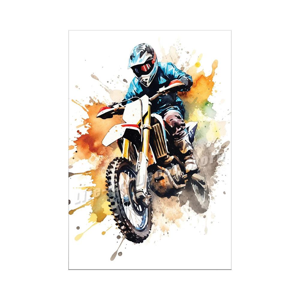 Watercolour Dirt Bike Motocross Posters Prints Canvas Painting Motorcycle Motorbike Wall Picture for Room Home Decor Biker Gift