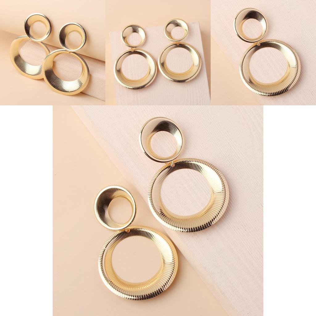 Elegant Metal Earrings With Geometric Shape And Gold Finish For Celebrations