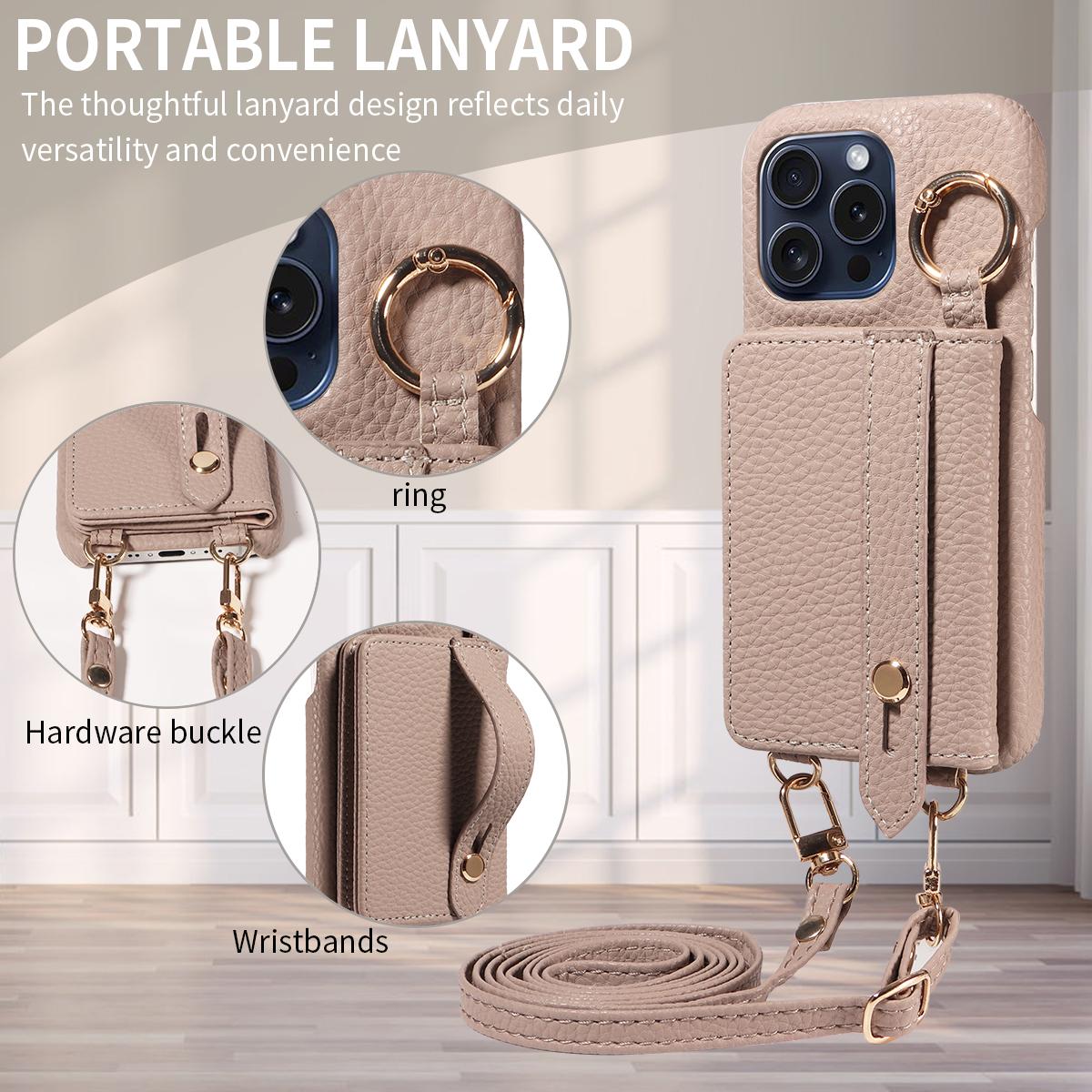 

Faux Leather Phone Case for Iphone 16e 16promax 15 14 13 12 11 Crossbody Shockproof With Ring and Stand Function Wallet Cover Artificial leather&Case & Strap&iPhone 15 хакі