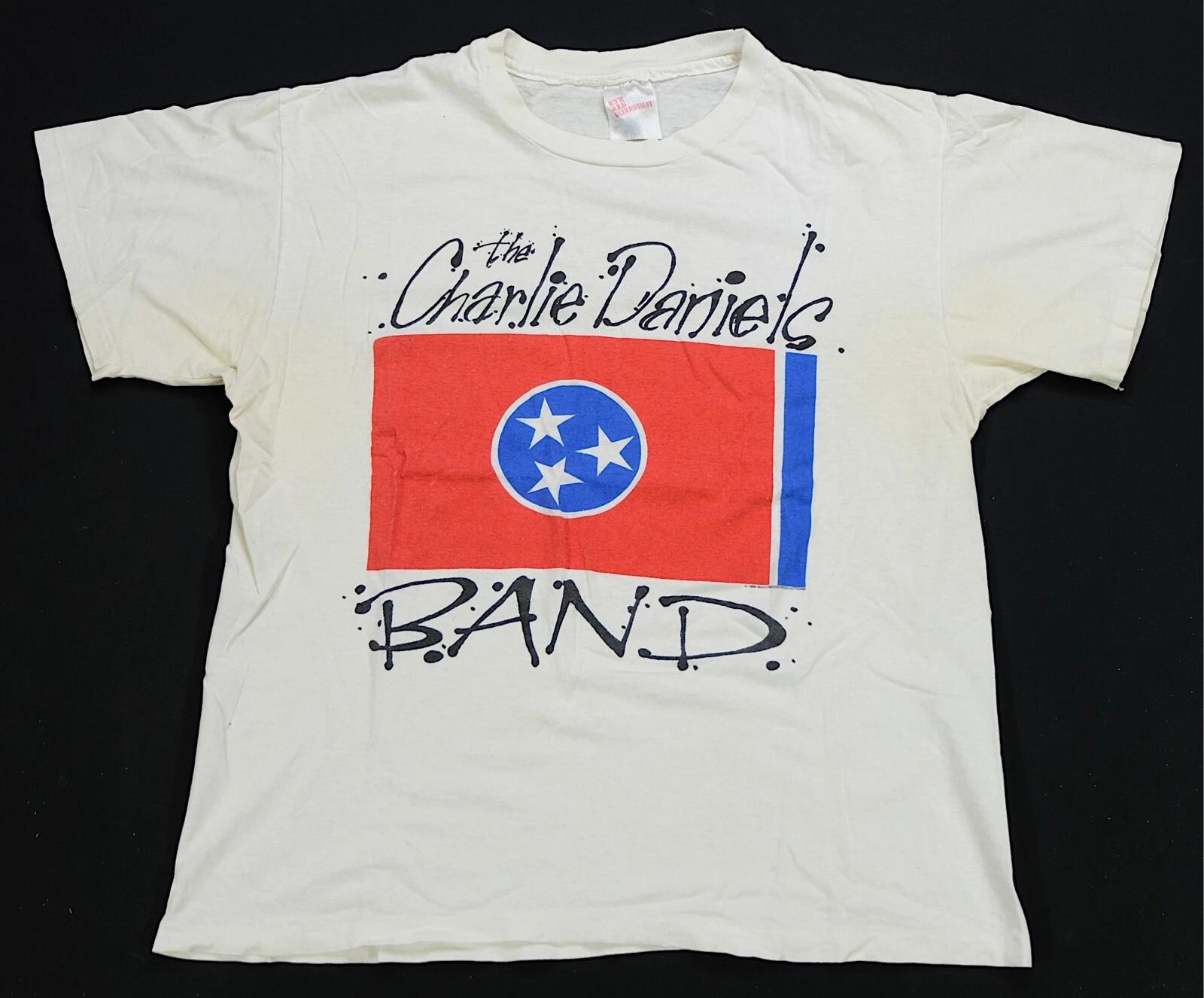 Rare Vintage The Charlie Daniels Band 1994 Tour Flag T Shirt 90s Country White L L