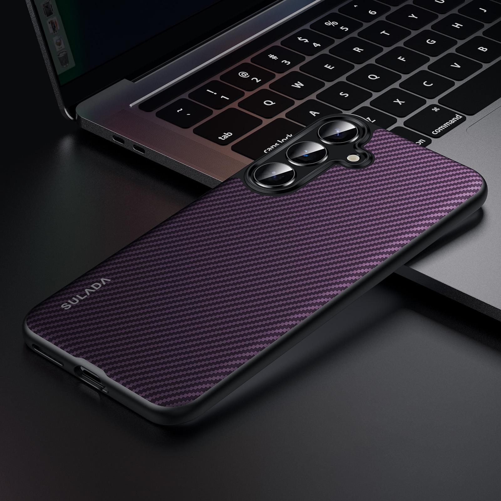 

SULADA Чехол для Samsung Galaxy S25, совместимый с MagSafe, металлический ободок для линз, чехол для телефона из ПУ+ТПУ Purple