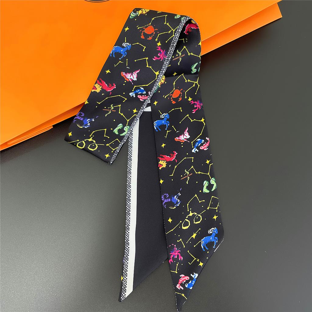 2023 New Design Tarot Scarf Women Luxury Brand Scarf Bag Hair Skinny Silk Scarves Fashion Foulard Neckerchief Headband For Lady