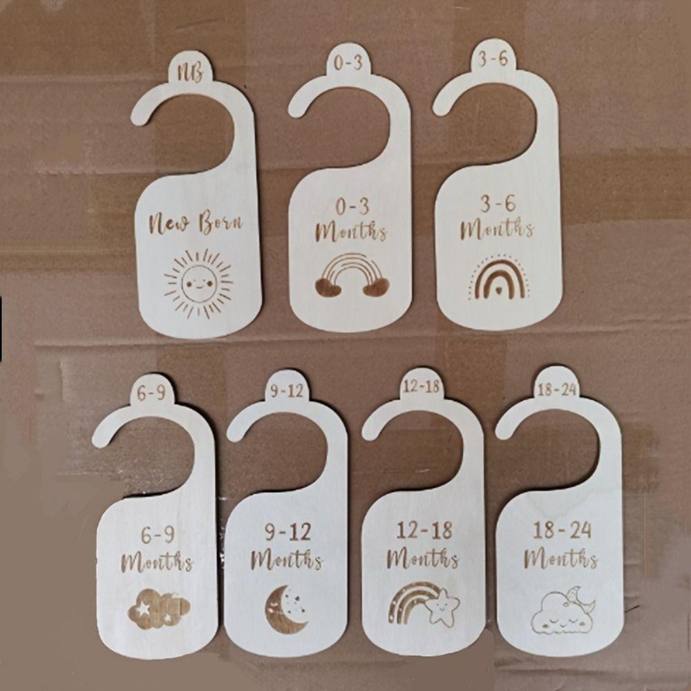 7/8Pcs Wood Infant Wardrobe Divider Label Assortment Nursery Clothes Organizers  Baby Clothes