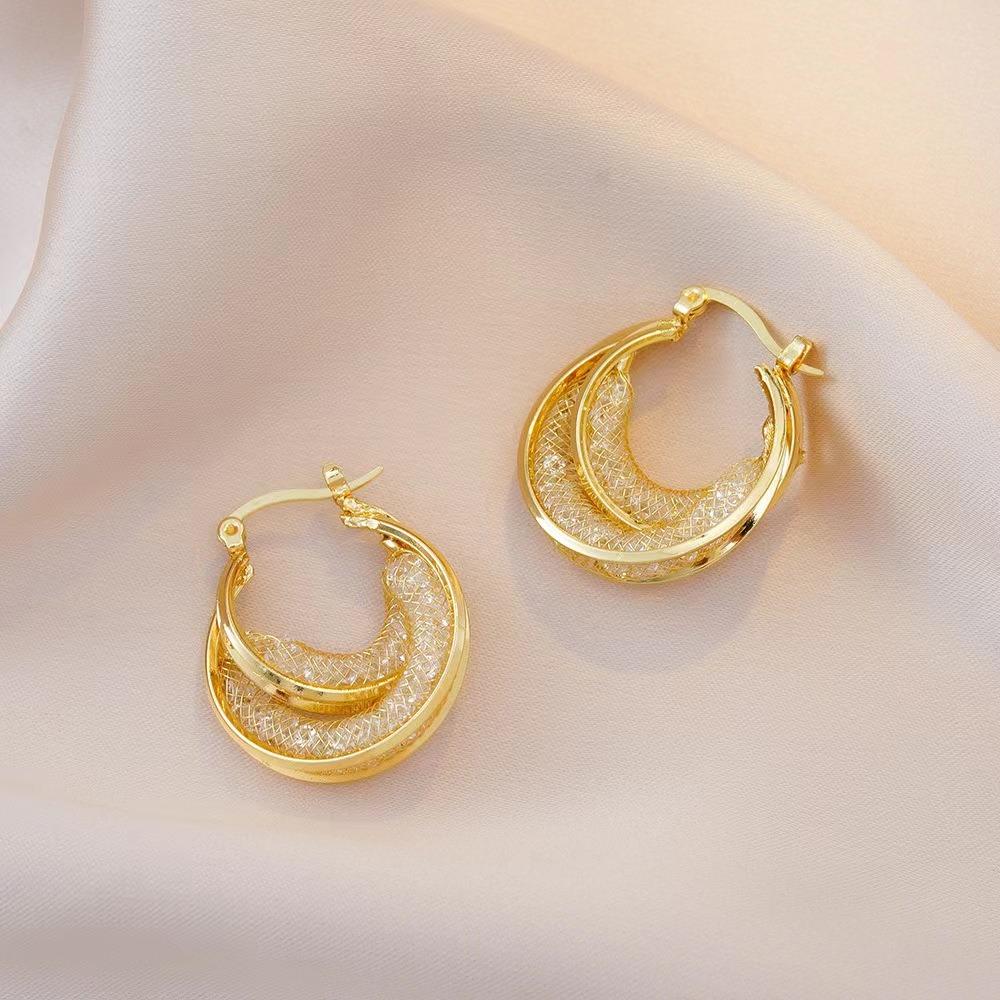 

Золотые серьги-пустоты для женщин, круглые блестящие ретро модные и атмосферные ювелирные изделия в подарок