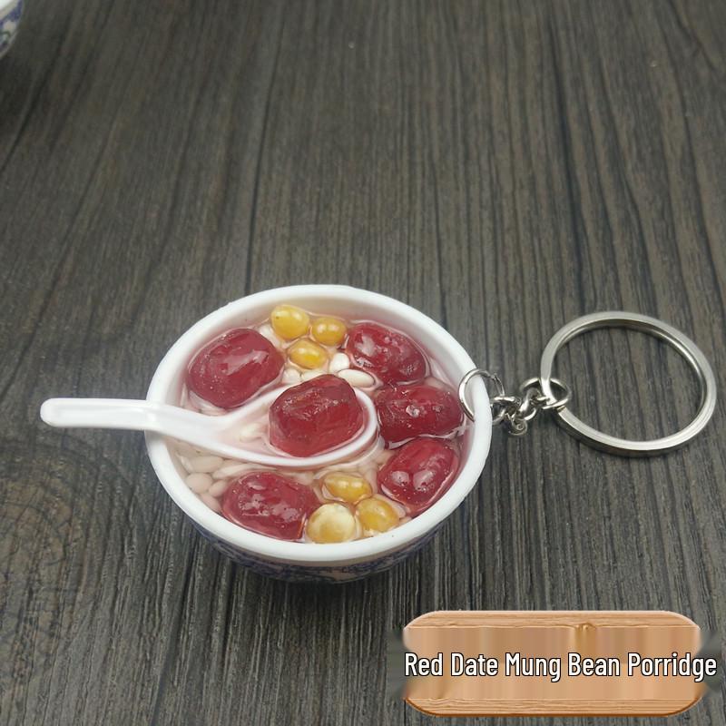 Chinese Style Realistic Noodle Keychain, 4cm Blue and White Porcelain Bowl, Food Play Prop.