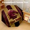 Brisbane Broncos Automatic 8‑ribs Umbrella, Custom Name Text Personalized Folding Umbrella Rain Sun Gift