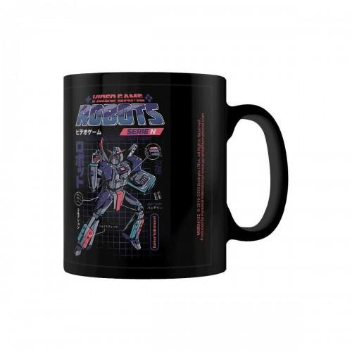 Caneca Ilustrata Videogame Robots Série N One Size azul/preto