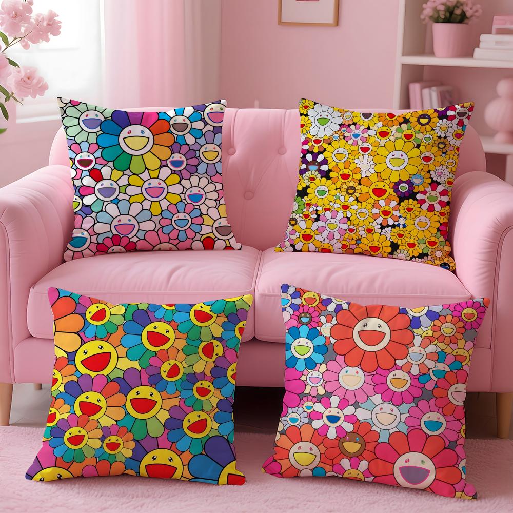 Fashion TTakashi Murakamied Cushion Cover Comfortable Durable Pillow Cover MultiScene for Home Office Car Sofa