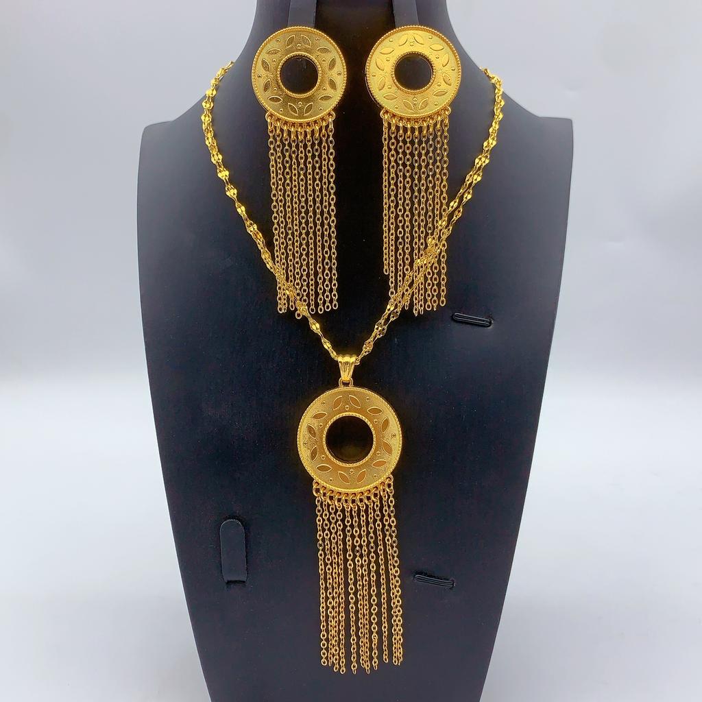 Middle East Dubai Iraq Jewelry Copper Alloy Necklace Earrings Jewelry Set Indian Bridal Necklace 2026