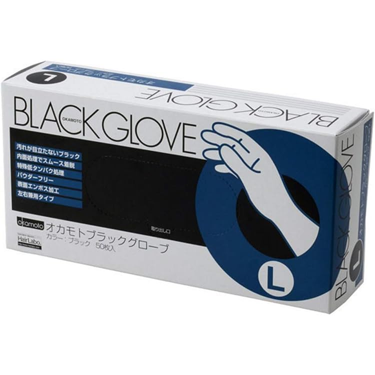 

[Beaute & Sante Marche] Перчатки Okamoto черные, большие, 50 штук + Оригинальная наклейка с логотипом