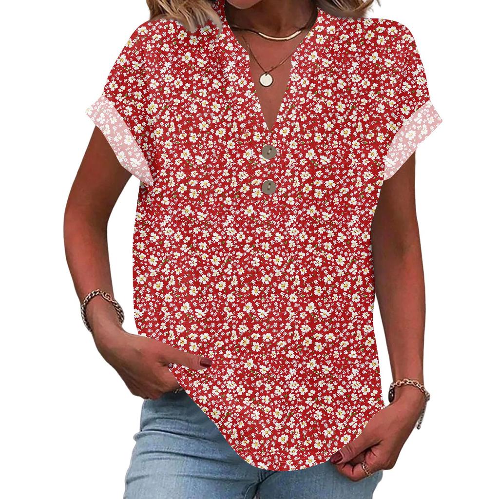 Linen Tops For Women Summer V Neck Short Sleeve Length Sleeve Womens Tops Casual Loose Fit Blouses