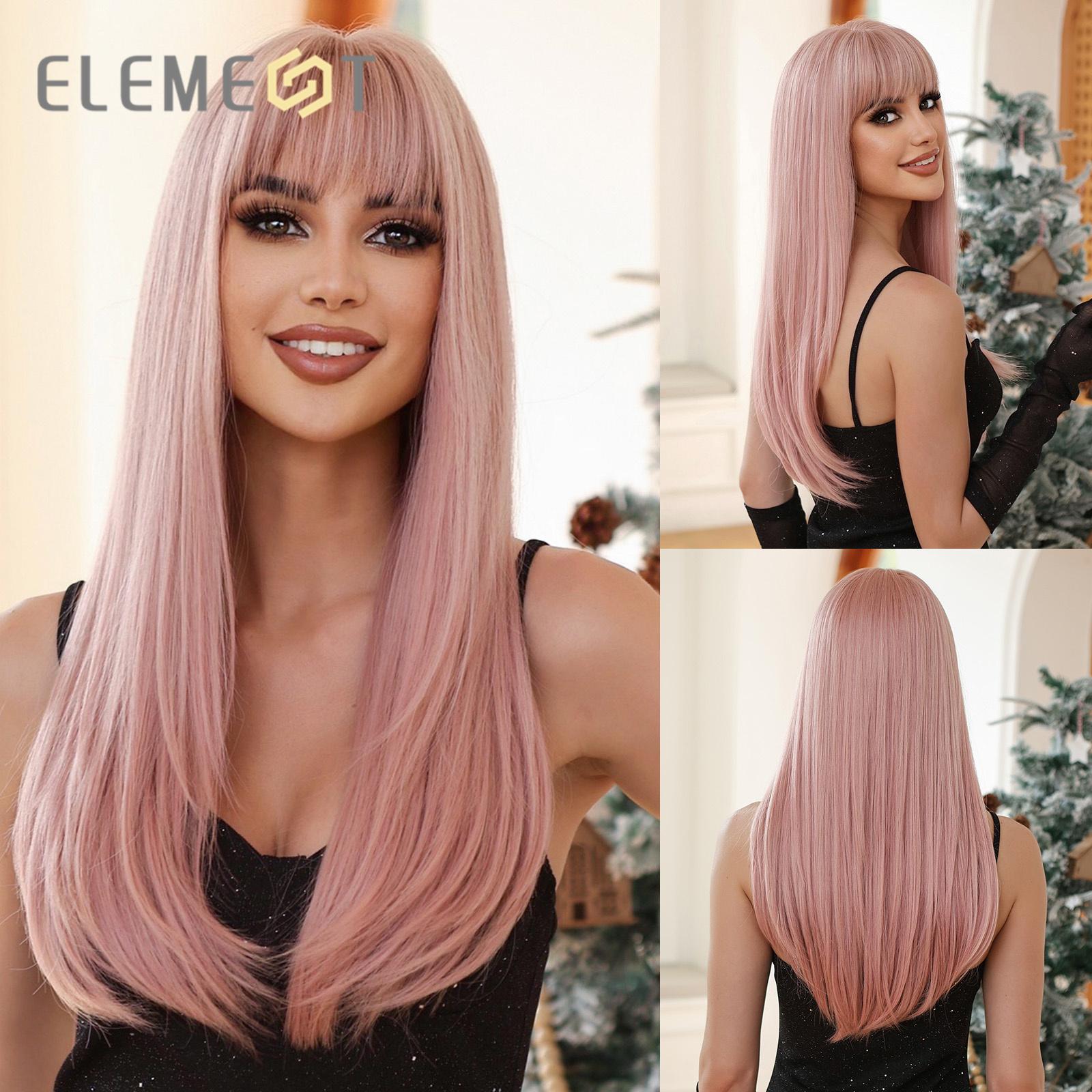 

ALAN EATON Длинный прямой белый парик Парик из синтетических волос с челкой Термостойкое волокно парик Женский мягкий повседневный парик для вечеринок