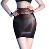 Women Sexy Skirts Oil Shiny Glossy Hip-Wrapped Short Skirt Floral Lace Waist Night Club Wear High Waisted Transparent Skirt