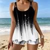 Women's Swimwear Tankini 2 Piece Swimsuit  Abstract Art Printing  Plant Print Vacation Bathing Suits