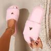 New high-end fashion love-decorated plush slippers for women with open toes, suitable for bedroom, living room, home, suitable for all seasons