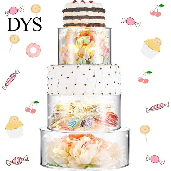 Heavy Duty Cupcake Stand Fillable Cake Round Square Hexagon Wedding?Birthday Clear Party?Cake Display Riser Tier Holder Reusable