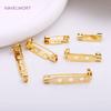 14mm 21mm 27mm Messing Einteilig Schmaler Nadelrücken 18K Goldbeschichtet Brosche Clip Basis Nadeln Blank Sicherer Verschluss Brosche Nadel Basis Abzeichen Halter