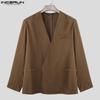 INCERUN Men Collarless Long Sleeve One Button Loose Thin Blazer Coats