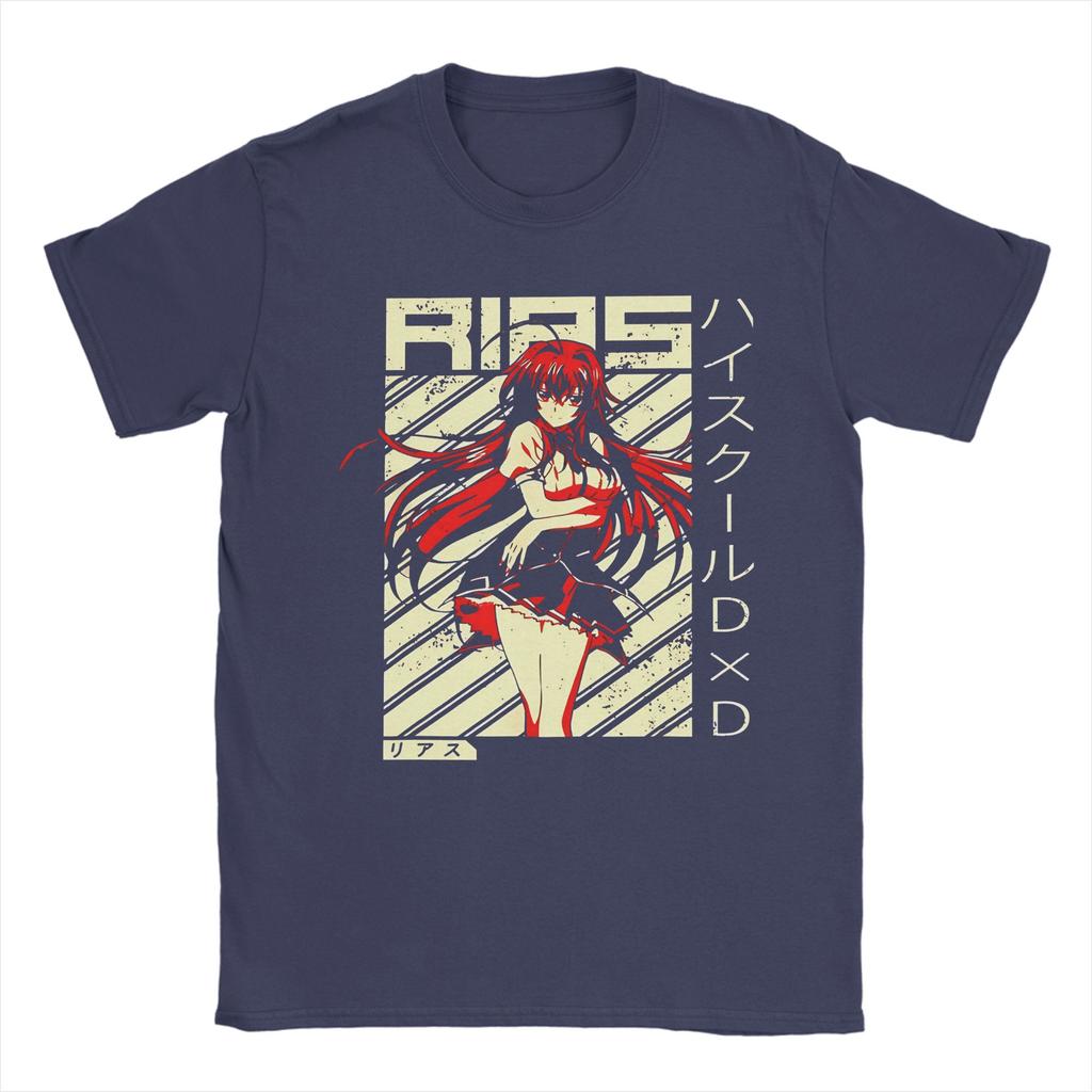 Streetwear High School DxD Lustiges Anime DxD Rias Gremory Retro T-Shirt Herren Baumwolle Kurzarm Rias Gremory O-Ausschnitt Sommer Tops