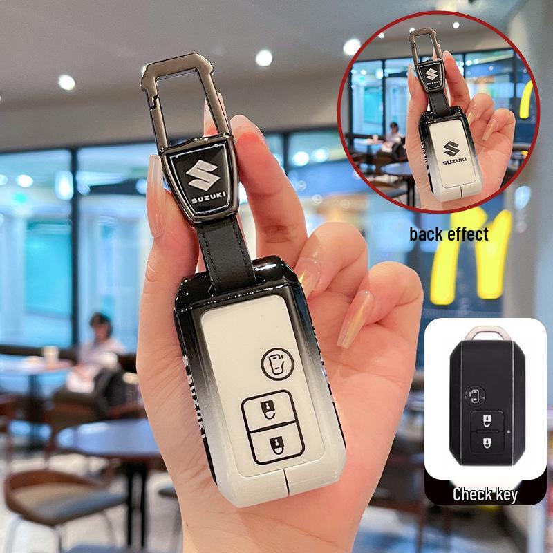 Metal Leather Keychain Shell for Suzuki Hustler, XL7, Solio, Mini Cars