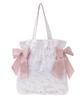 Maison De FLEUR Ribbon Pattern Double Ribbon Tote Bag, Pink, Size F, 08001132400