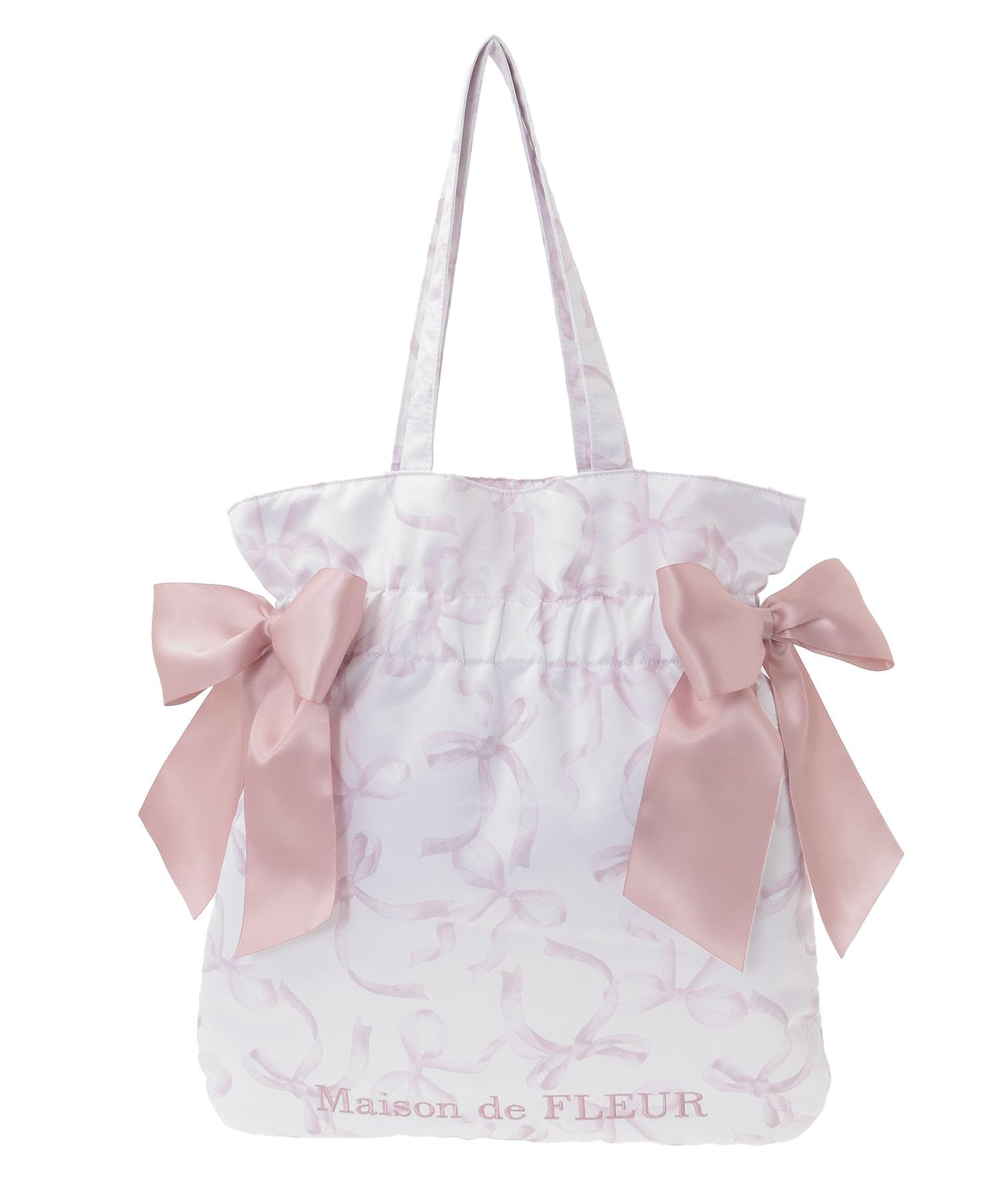 Maison de FLEUR Сумка-тоут с узором из лент и двойной лентой, Розовый, Размер F, 08001132400