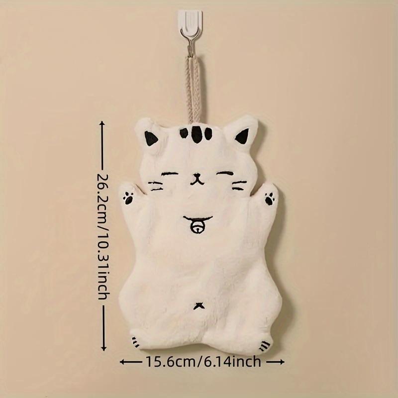 2pcs Cute Cat Hand Towels - Soft, Quick-Dry, Hanging Design with Loop, Adorable Cartoon Cat Face, Perfect for Bathroom, Kitchen, or Outdoor Use