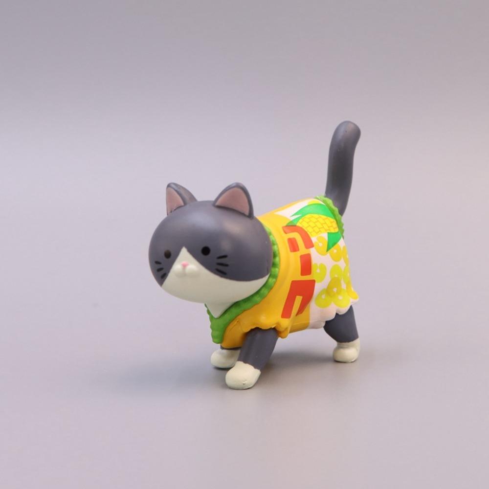 Cute Kittens Snack Cat Figure Toys PVC Mini Cat Model Doll Toys Cartoon Walking Animal Mini Cat Ornaments Holiday Gift