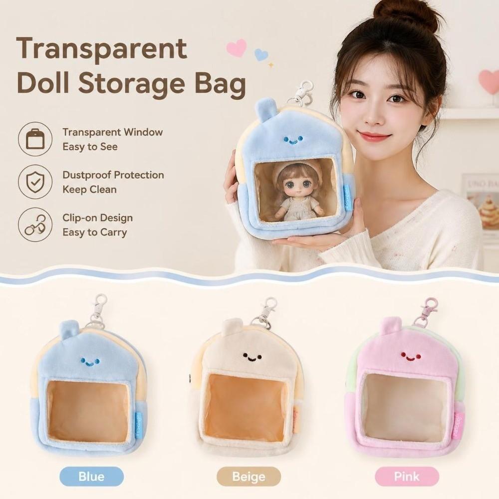 House Model Doll Protector Case with Clear Window Doll Display Bag Backpack Pendant