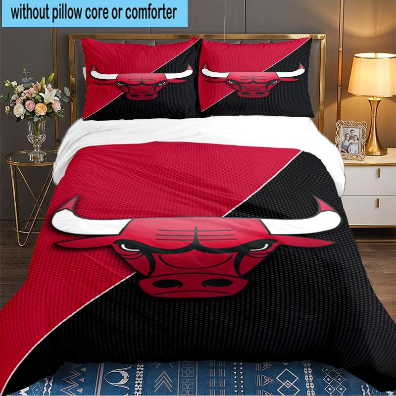 Red Bulls Basketball 3PCS Bedding set,Ideal for 1pc Duvet Cover And 2pcs Pillowcases Perfect for Fan gift,Ideal for Bedroom, Dormitory