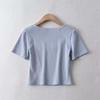 Women's European & American Style Crop Top: Generous Neckline, Tight Short Sleeves, Elastic, Sports Fitness Base Layer T-Shirt.