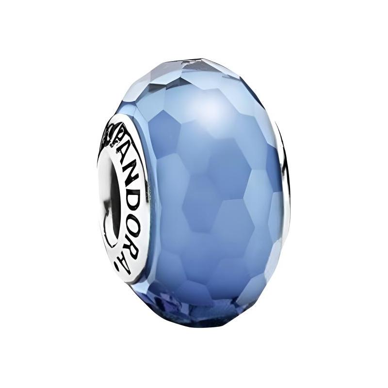 Pandora Faceted glass beads, 925 silver necklace/pendant, same style for men and women, couple model 791607 синий
