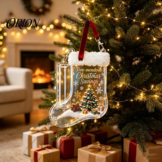 Christmas Money Holder for Cash Stocking Holder, Clear Gift Clip Ornament Tree Unique Graduation Hanging Decor, Transparent Bill Display Pendant