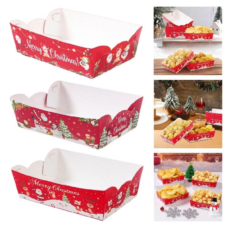 Bulk Disposable Christmas Snacks Boxes Paper Trays For Holiday Parties Paper Structure Festival Decoration