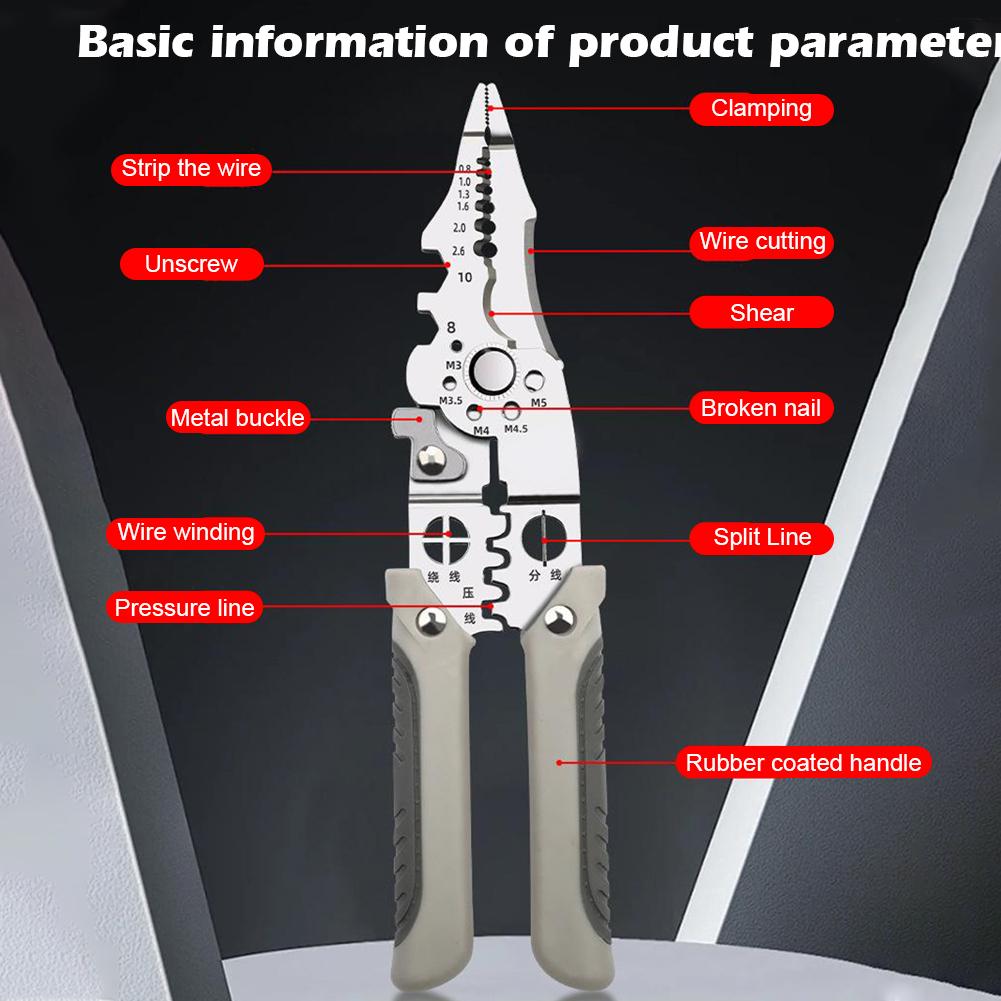 Wire Stripper Decrustation Pliers Crimper Cable Stripper Cutter Multifunctional Wire Repair Tool Pliers Hand Tools