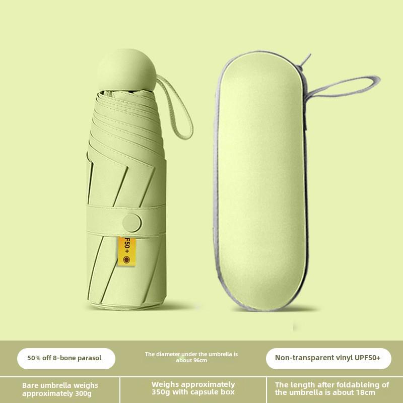 Compact Dual-Use Capsule Umbrella: Portable, Foldable, Lightweight, Sun & Rain Protection