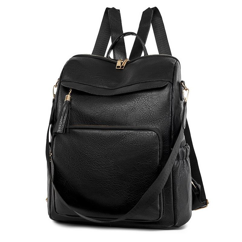 Soft Leather Backpack Vintage Texture Women Casual Backpack Large Capacity Multi-Compartment Women Backpack