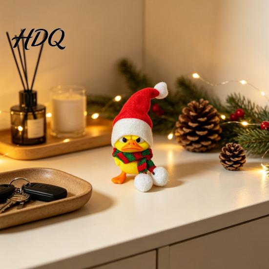 Creative Christmas Gifts for Friends Little Duck Ornament 3D Printed Cute Figurine Detachable Hat Collectible Toys And Scarf Design Tabletop