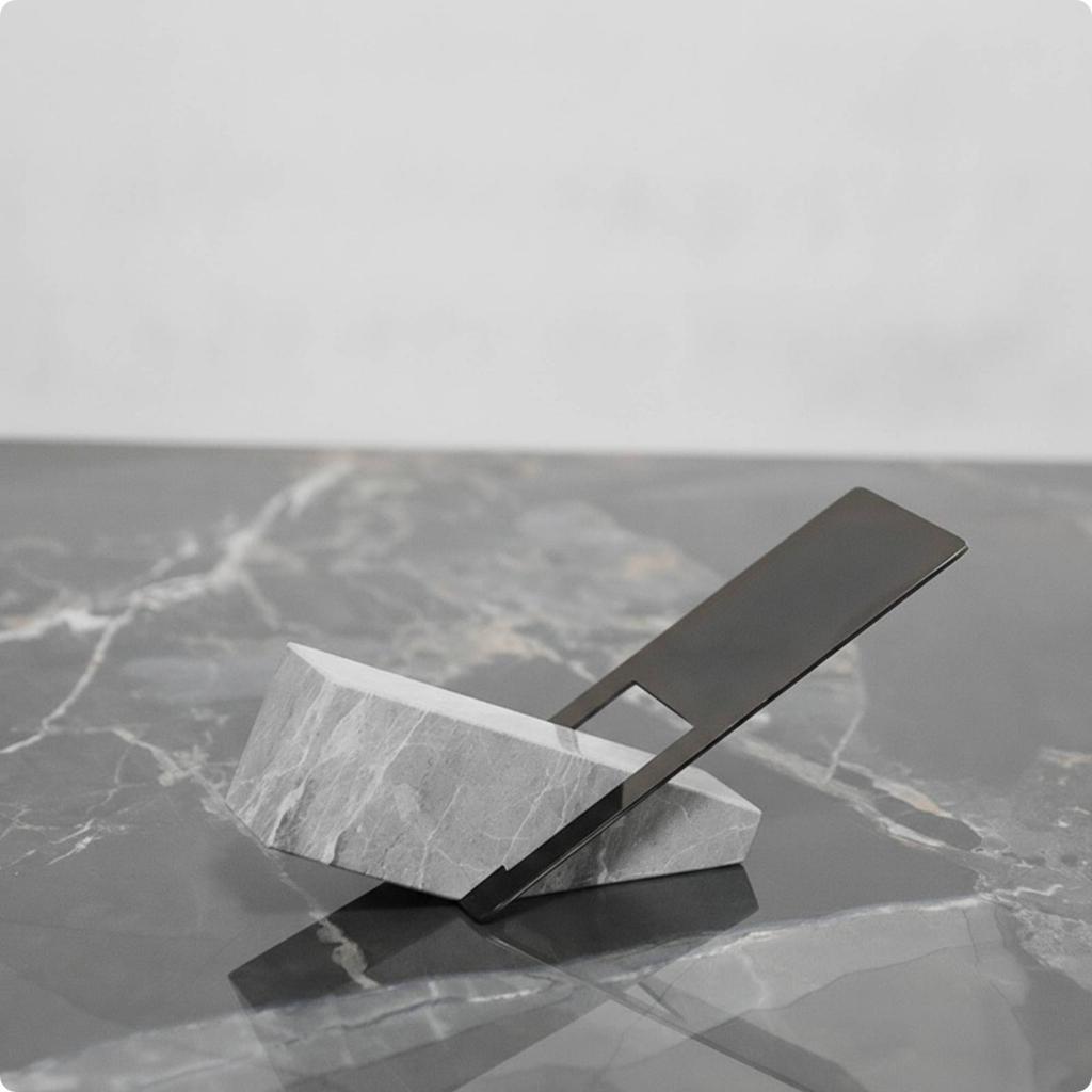 Tabletop Magazine Rack Stylish with Marble Base Geometric