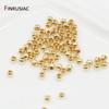 14K Gold Plated Round Smooth Ball Spacer Beads For Jewellery Making Supplies, Brass Separators Beads For DIY Needlework Craft